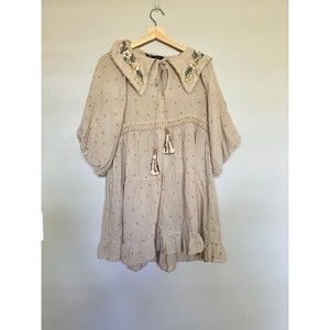 Zara floral embroidered Peter Pan collar mini dress